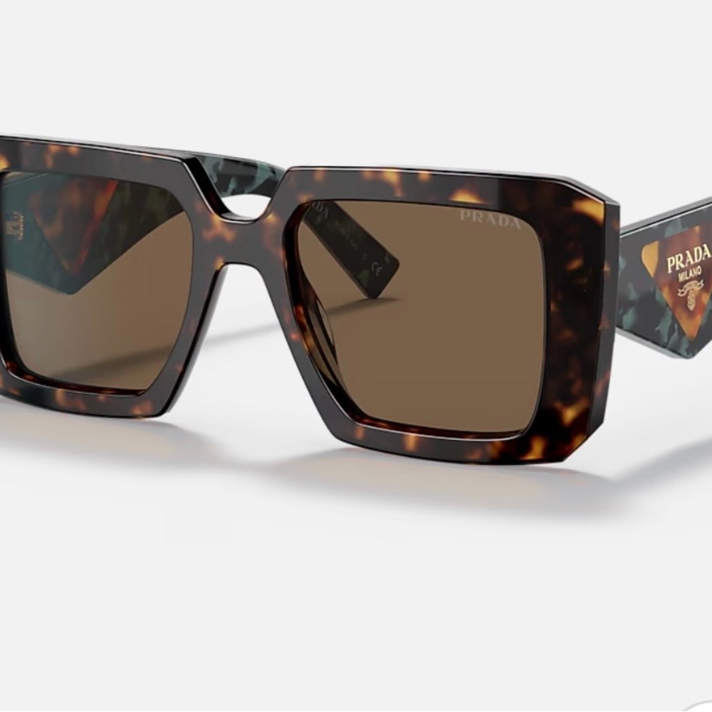 Prada Tortoiseshell Green Sunglasses with Black Case